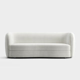 Furniture of America Nimiane Modern Boucle Sofa Couch with Curved Arms and Wooden Legs, Comfy Fabric Upholstered 3 Seater Couch for Living Room, Bedroom, Home Office, Off-White Furniture of America