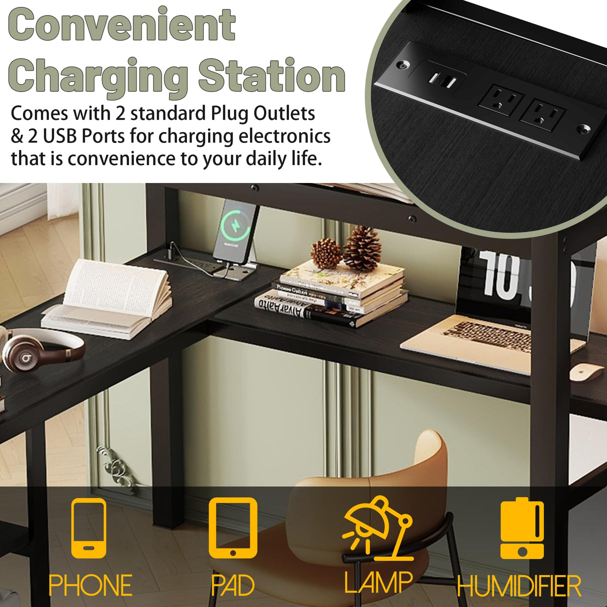 Full Size Loft Bed with Desk and Stairs,Metal Loft Bed Full with Wardrobe and Shelf, High Loft Bed with LED Light and USB for Kids, Teens, Junior, Adults,Black MoproBeti