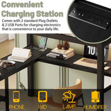 Full Size Loft Bed with Desk and Stairs,Metal Loft Bed Full with Wardrobe and Shelf, High Loft Bed with LED Light and USB for Kids, Teens, Junior, Adults,Black MoproBeti