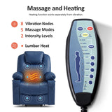 MCombo Electric Power Lift Recliner Chair Sofa with Massage and Heat for Elderly, 3 Positions, 2 Side Pockets, and Cup Holders, USB Ports, Faux Leather 7040 (Blue, Medium) MCombo