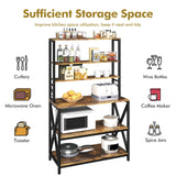 Yaheetech 6-Tier Kitchen Bakers Rack, 31.5 Inch Coffee Bar Table, Farmhouse Microwave Oven Stand Cabinet for Small Spaces, Corner Organizer Storage Shelf for Spices and Pots Rustic Brown Yaheetech