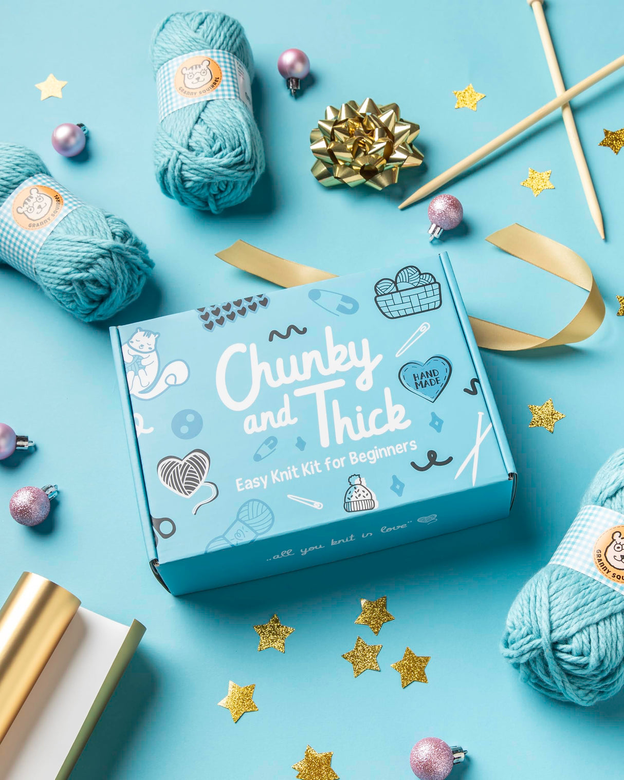 Complete Knitting Kit for Beginners - Learn to Knit Kit with Knitting Accessories Like Thick Beginner Yarn, Bamboo Needles for Beginners & More - Includes Video Tutorials & Written Guide Granny Squirrel