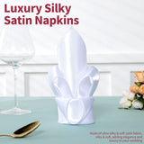 Homiest 12 Pack White Satin Napkins 20x20 Inches Dinner Napkins Decor, Square Decorative Napkins Silky Elegant Wedding Napkins, Smooth Table Cloth Napkins for Restaurant Banquet Graduation Party Homiest