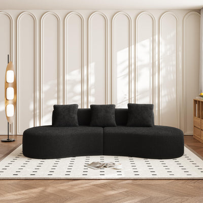 RAVADOEN 109" Curved Couch, Raindrop Velvet Fabric Modern 5 Seater Curved Shaped Sectional Sofa for Living Room, Bedroom, Office, No Assembly