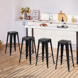 Yaheetech 30 Inch Metal Bar Stools Set of 4, Bar Height Backless Bartools, Industrial Stackable Bar Chairs with Footrest for Kitchen/Dining Room/Bistro/Patio, Black Yaheetech