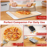 Zonzest Pizza Stone Set 8PCS – Professional 15" Large Pizza Stone for Oven and Grill With Pizza kit, Pizza Cutter, Server, Pizza Peel, Gloves, Baking Paper Baking Stone for Grill -Pizza Peel Set ZONZEST