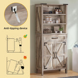 DWVO Farmhouse Storage Cabinet, Small Bathroom Storage Cabinet with Doors and Shelves, 58" Tall Multi-Functional Accent Cabinet for Dining Room, 58" H x23.6 W, Washed Grey DWVO