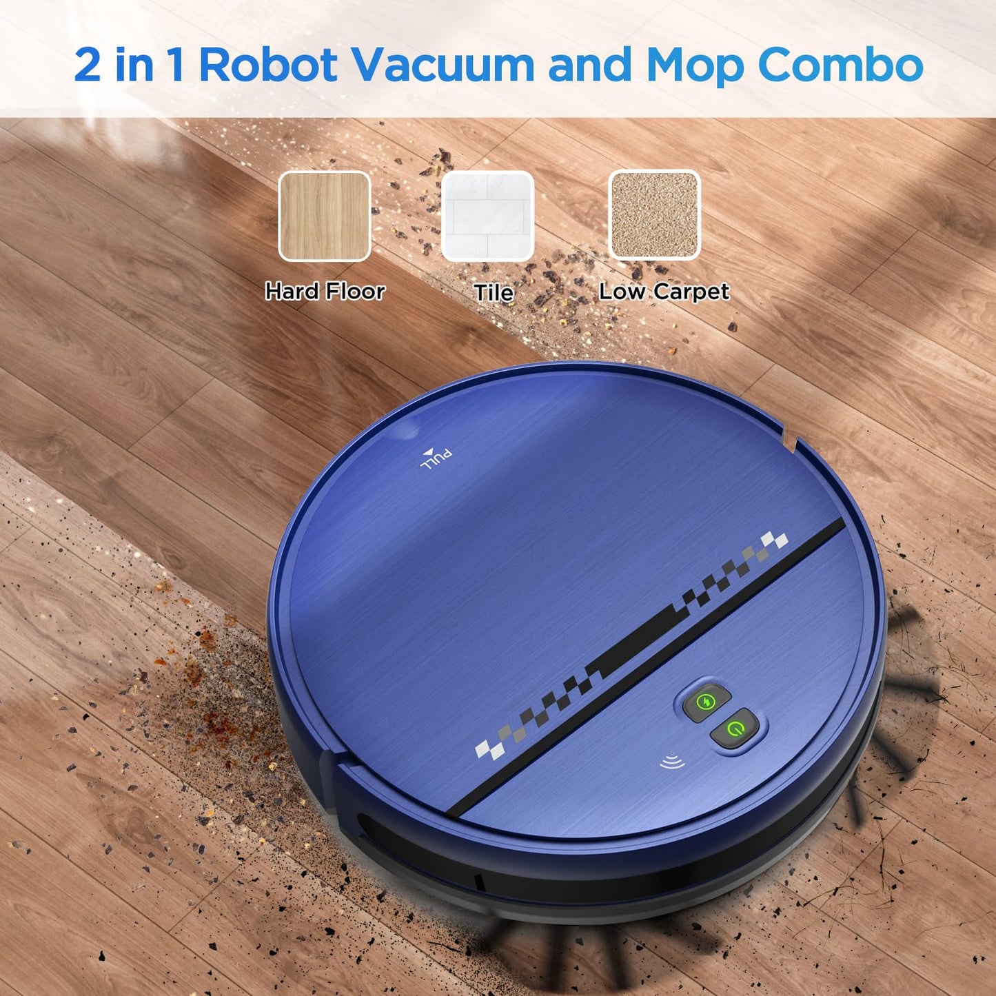 ZC WAS Robot Vacuum and Mop Combo, 2-in-1 Robot Vacuum Cleaner, Perfect for Pet Hair, Hard Floor and Carpet, Anti-Bump, Anti-Fall, App, Voice and Remote Control