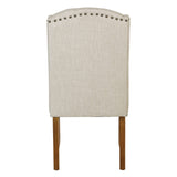OSP Home Furnishings Jessica Button Tufted Wingback Upholstered Dining Chair with Wood Legs, Linen Fabric, 22.5” W x 26.25” D x 42.75” H OSP Home Furnishings