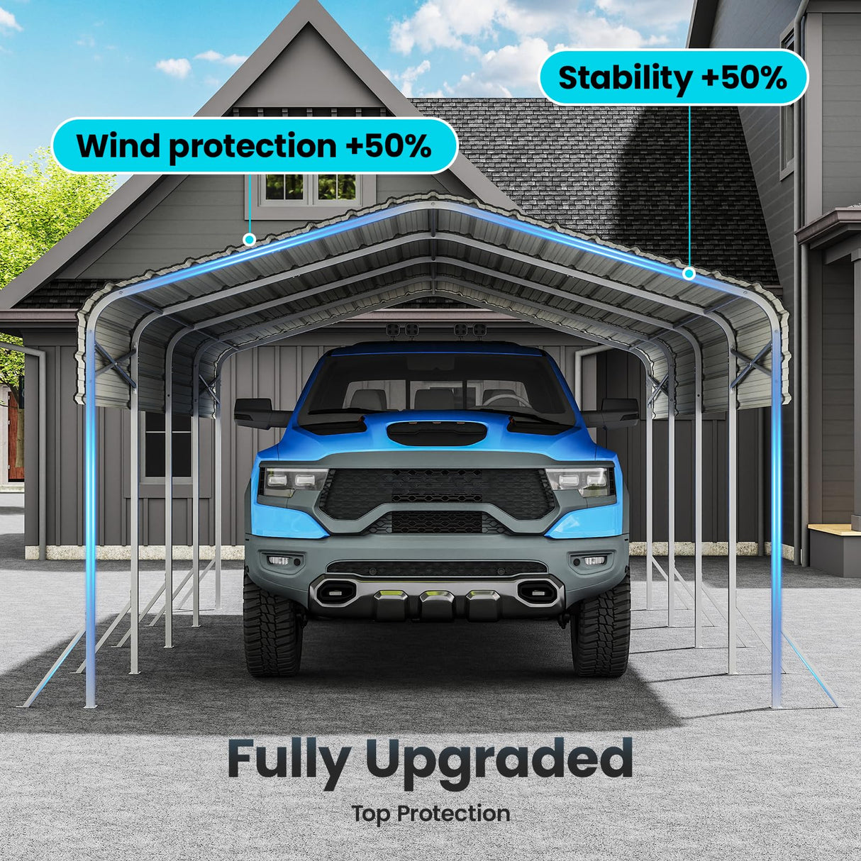 12x20 Carport, Heavy Duty Metal Car Port, All-Weather Protection, Easy Assembly for Cars, Trucks, Boats, Tractors, and Outdoor Storage fuzzy-bird