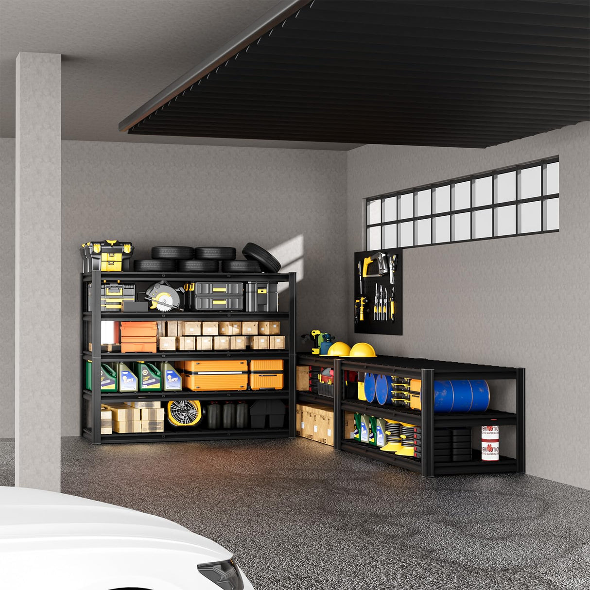 cynnda 5-Tier 60”W x 24”D x 72”H Garage Shelving 5-Tier Storage Shelves 3000LBS Heavy Duty Metal Shelf Adjustable Rack Units Suitable for Garage Basement Kitchen Warehouse Utility Shelves (Black) cynnda