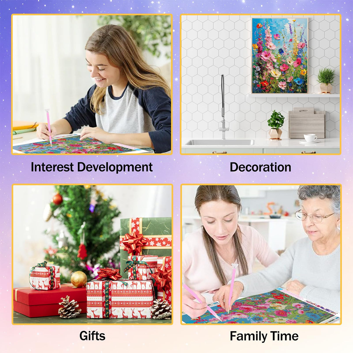 Hutarosl Wild Flowers Diamond Art Kits for Adults - Flowers Diamond Painting for Adults, Flower Gem Painting for Adult and Crafts Home Decor 12x16inch Hutarosl