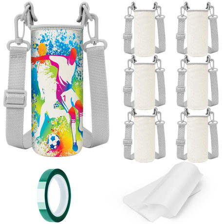 13PCS Sublimation Water Bottle Carriers Bag Blanks 26oz Insulated Neoprene Water Bottle Holder Crossbody Water Bottle Sleeve Pouch Cover for 750ml with Adjustable Strap for Adult Kids Hiking Walking Piklodo
