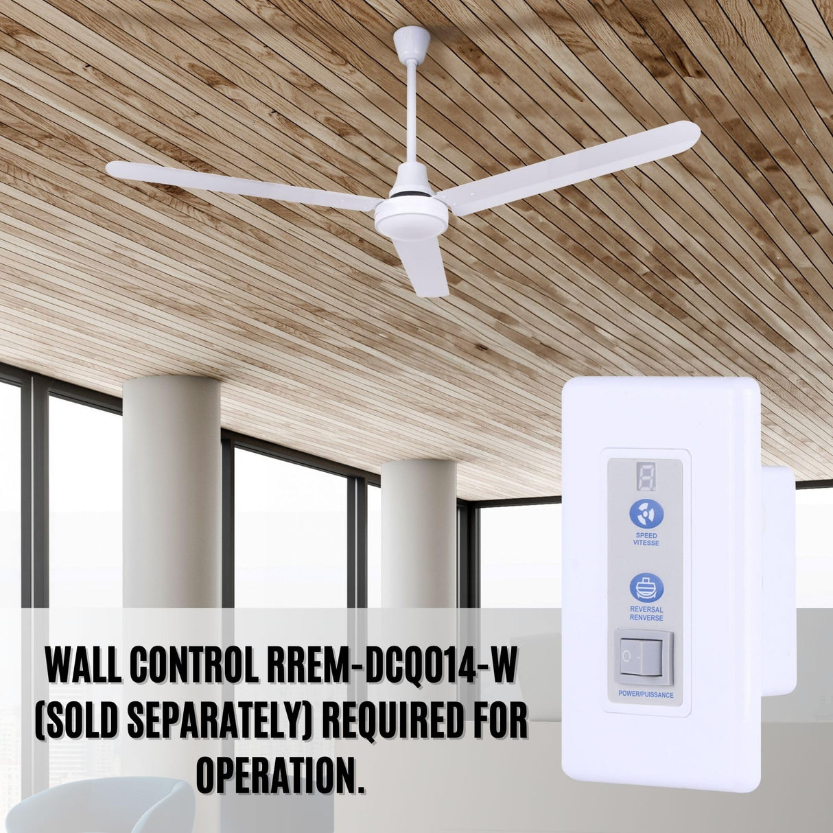 Canarm CP48DW11N 48-Inch Industrial DC Ceiling Fan, High-Performance, Weatherproof, White, Downrod Mount, Energy-Efficient for Indoor & Outdoor Use Canarm
