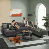 SONGMICS HOME Modular Sectional Sofa, Convertible 7-Seat U-Shaped Couch with Ottoman, Deep Seat, Sectional Couches for Living Room, Slate Gray ULCS065G01 SONGMICS HOME