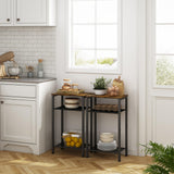 Hoctieon 3 Tier End Table, Telephone Table, Narrow Side Table with Storage, Nightstand for Small Spaces, Metal Frame, For Living Room, Bedroom, Sofa Couch, Hall, Easy Assembly, Rustic Brown Hoctieon