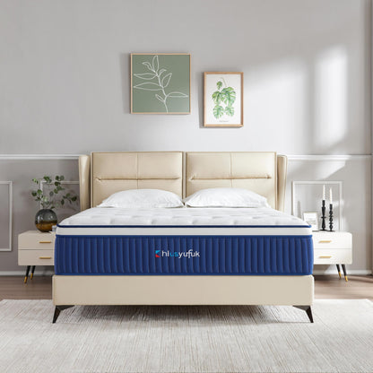 Chiusyufuk King Mattress,14 Inch King Size Mattress in a Box,Single Bed Mattress with Memory Foam and Pocket Spring,Ergonomic Design & Pressure Relief,Medium Firm Mattress,76"*80"*14"