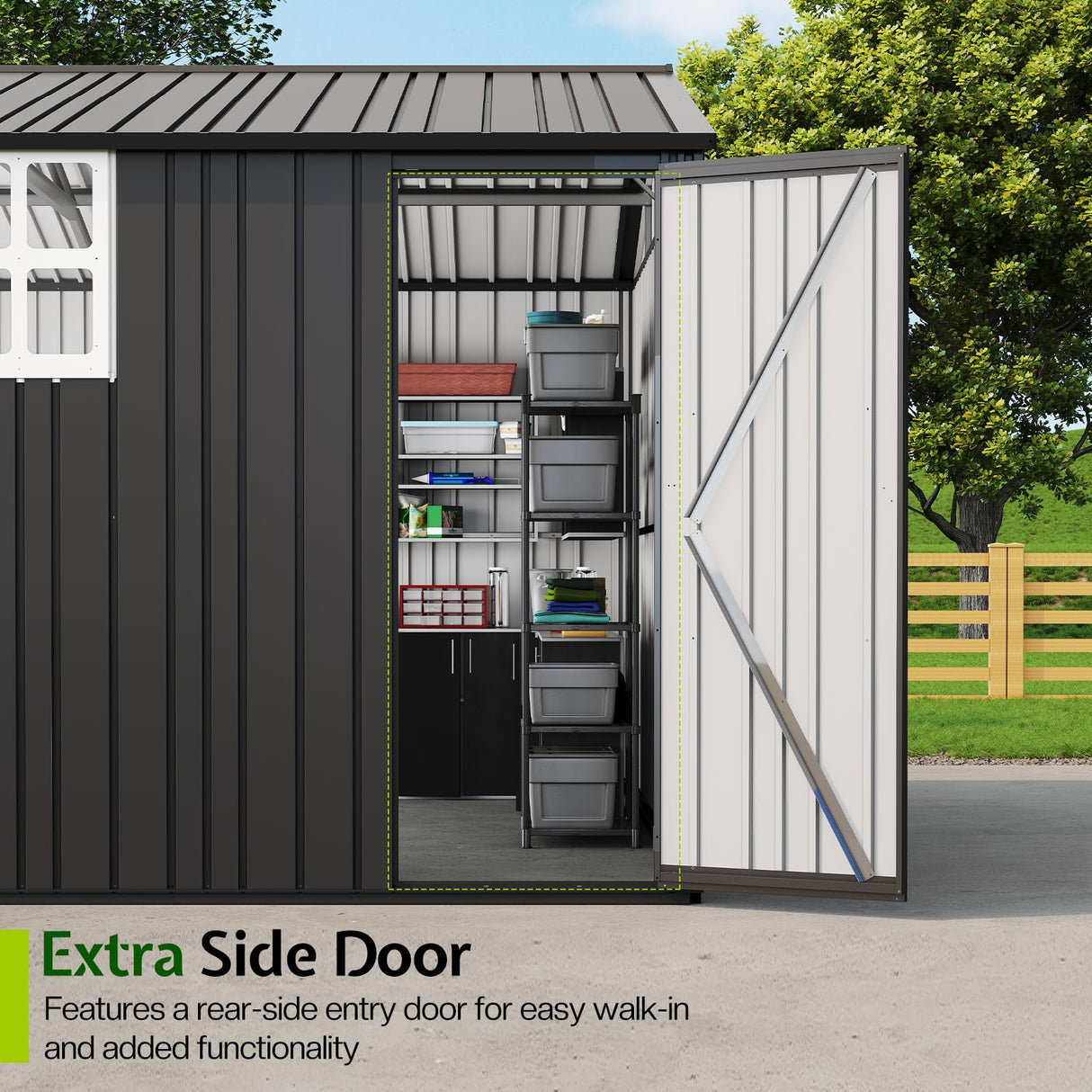 Jocisland 13.2x20.7x8 Ft Carport, Metal Carport with 2 Lockable Doors and 4 Windows, Heavy Duty Carport for Car, Truck, Boats Jocisland