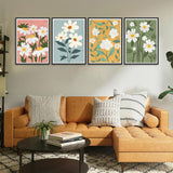 Paint by Numbers for Adults Beginners-4-Pack DIY Flowers Adult Paint by Number Kits Painting on Canvas, Flower Painting by Numbers, Craft Kits for Adults Home Wall Art Decor 10x14 Inch Axquilon