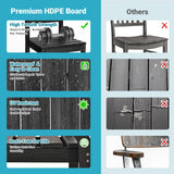 PamapicLife 5 Piece Round Outdoor Dining Set, Relaxing HDPE Outdoor Table and Chairs with 105° Ergonomic Backrest, All-Weather Patio Table and Chairs Set with Umbrella Hole for Porch, Poolside, Black PamapicLife