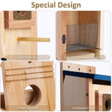 Bluebird Houses 2Pack for Outside with Copper Guard, Pole, Thicken Wooden Hanging Birdhouse Clearance Garden Country Cottages, Nesting Box for Bluebird Finch Swallow Wren Chickadee Wild Bird Supplies ColorfulLaVie