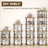 TEROL 5-Tier Rotating Book Shelf, 360° Display Spinning Bookshelf Tower, Book Organizer, Floor Standing Bookcases for Small Space, Corner Book Shelf for Bedroom, Living Room, Study Room (RUSTIC BROWN) TEROL
