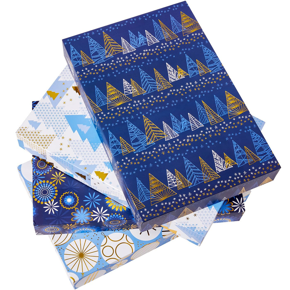 SUNCOLOR 12 Pack 14" Blue Large Christmas Gift Boxes With Lids For Clothes Presents SUNCOLOR