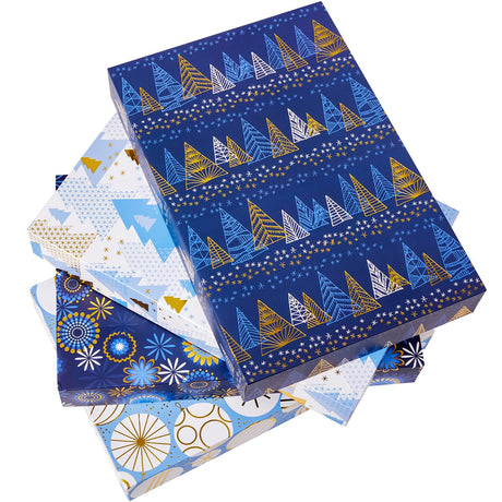 SUNCOLOR 12 Pack 14" Blue Large Christmas Gift Boxes With Lids For Clothes Presents SUNCOLOR