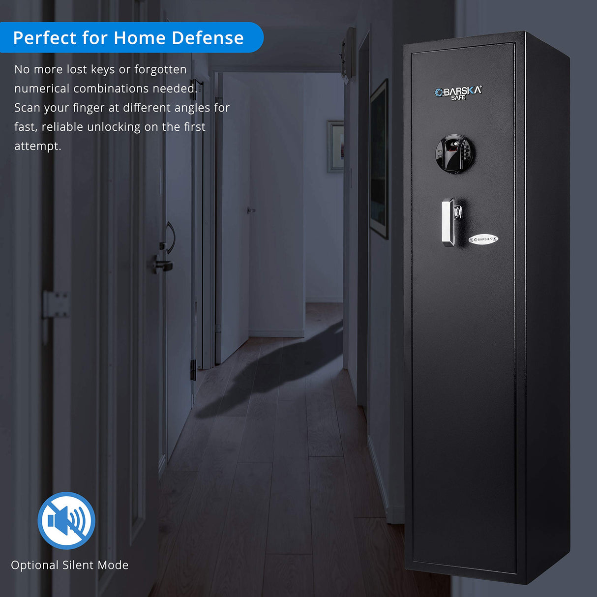 Barska Quick and Easy Dual Access Digital Biometric Fingerprint & Keypad Code Rifle Firearm and Long Gun Safe for Home - 11 Position BARSKA