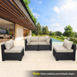 Valita Outdoor Furniture Replacement Cushions, Fits 4-seat Sectional Rattan Conversation Set, 10-Piece Patio Water-Resistant Replacement Sofa Cushions, Liner&Cover (Khaki) Valita