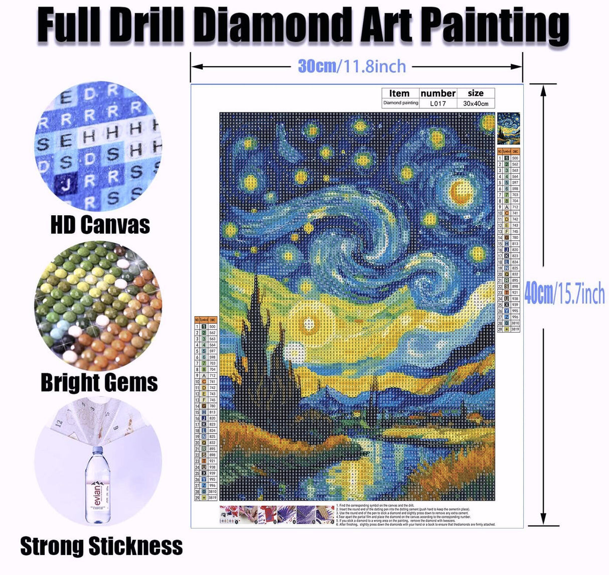Yanfairy Starry Night Diamond Art Painting Kits for Adults, Full Drill Diamond Dots Paintings for Beginners, Round 5D Paint with Diamonds Pictures Gem Art Painting Kits DIY Crafts Kits 12x16inch Yanfairy