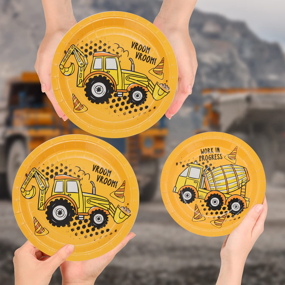 DYLIVeS 60 Pcs Construction Birthday Party Plates and Napkins Kit, Construction Theme Tableware Set Dump Truck Party Table Decorations Supplies, Disposable 9'' and 7'' Paper Plates, Napkins, Serves 20 DYLIVeS