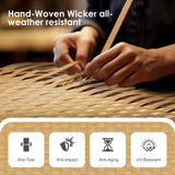 ABCASA Patio Furniture Set, 110" Large 7-Piece Wicker Outdoor Patio Furniture Sets with Coffee Table,Boho Patio Conversation Set Sectional Sofa with All-Weather Cushions for Backyard,Porch,Beige ABCASA