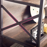 Redlifeᅟᅠ Redlife 5-Tier Bookshelf w/File Cabinet Drawers Industrial Wood Bookcase Standing Storage Organizer for Living Room Home Office, 31.5 x 14 x 74inch, Black Walnut Redlifeᅟᅠ