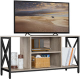 Yaheetech Industrial TV Stand for 55 Inch TV, Entertainment Center Media Console Table with Open Storage for Living Room, Wood Modern Furniture, Gray Yaheetech