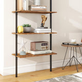 Panana Industrial 5 Tier Ladder Shelf, Open Space Book Shelf Wall Mount Bookshelf with Metal Frame Sturdy Bookcase for Living Room (Brown, 5 Tier) Panana