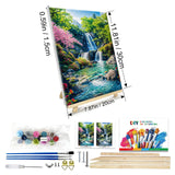 JOOZ Paint by Numbers Kit for Adults with Frame, Landscape Paint by Number with Easel, Mountain Waterfall Paint by Number Canvas, DIY Landscape Oil Painting Kit for Home Wall Decor 8x12 Inch JOOZ