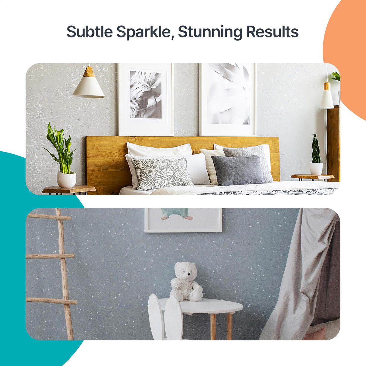 v1rtus Silver Holographic Glitter Paint Additive 400g with 4X Finishing Buffing Pads | for Painting Glitter Walls | Add to Interior or Exterior Paint v1rtus