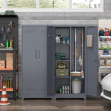 NICEGDLT Broom Closet, Broom Closet Storage Cabinets with Lock, 65" Metal Garage Organization Cabinet, Cleaning Supply Utility Storage Cabinet with Pegboard & Shelves for Laundry Room,Workshop NICEGDLT