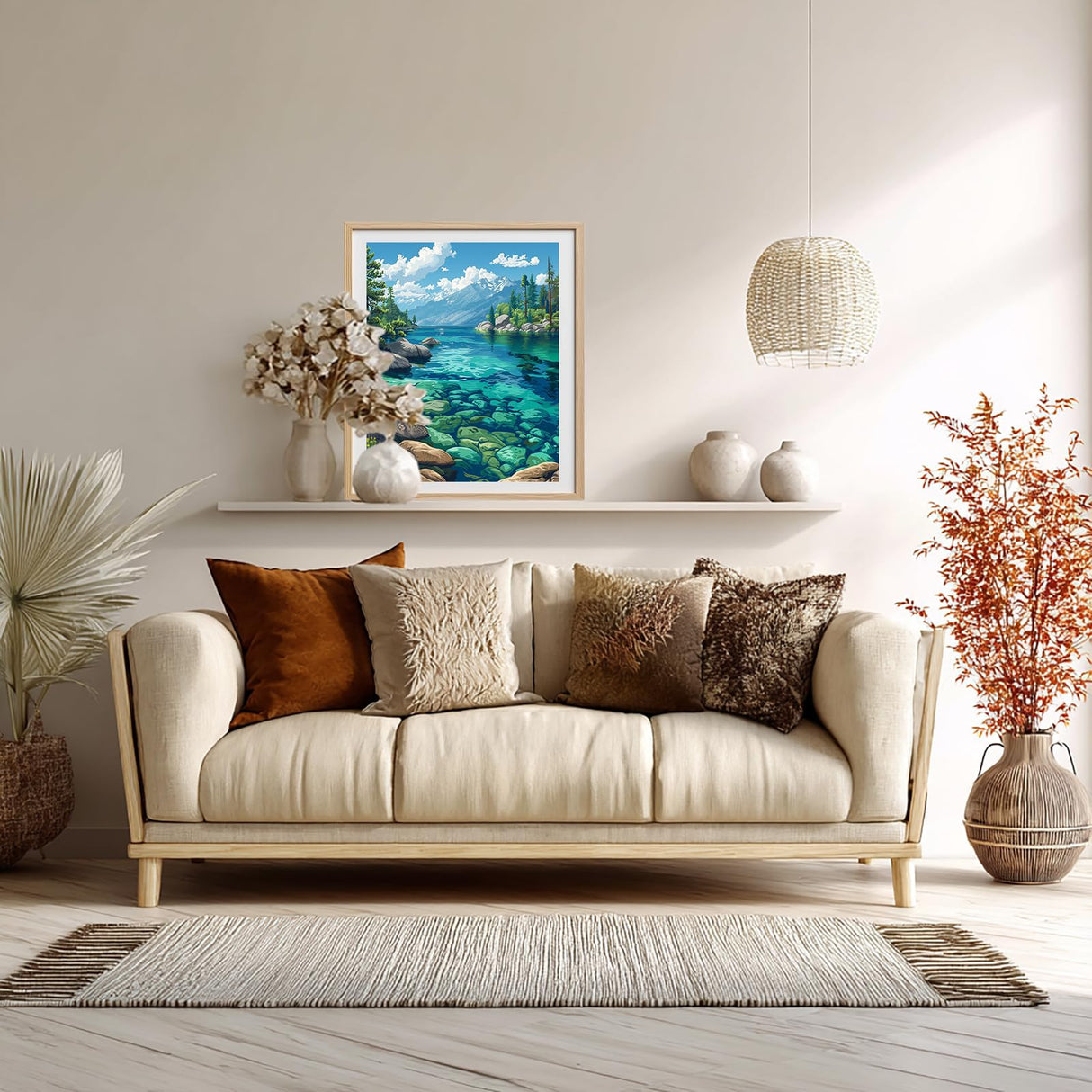 ARNLRDYA Lake Tahoe Paint by Number Kits, Snowy Mountains Paint by Numbers for Adult, Forest Fir Scenery Acrylic Painting on Canvas for Gifts Home Wall Decor(16inch×20inches, No Frame) ARNLRDYA