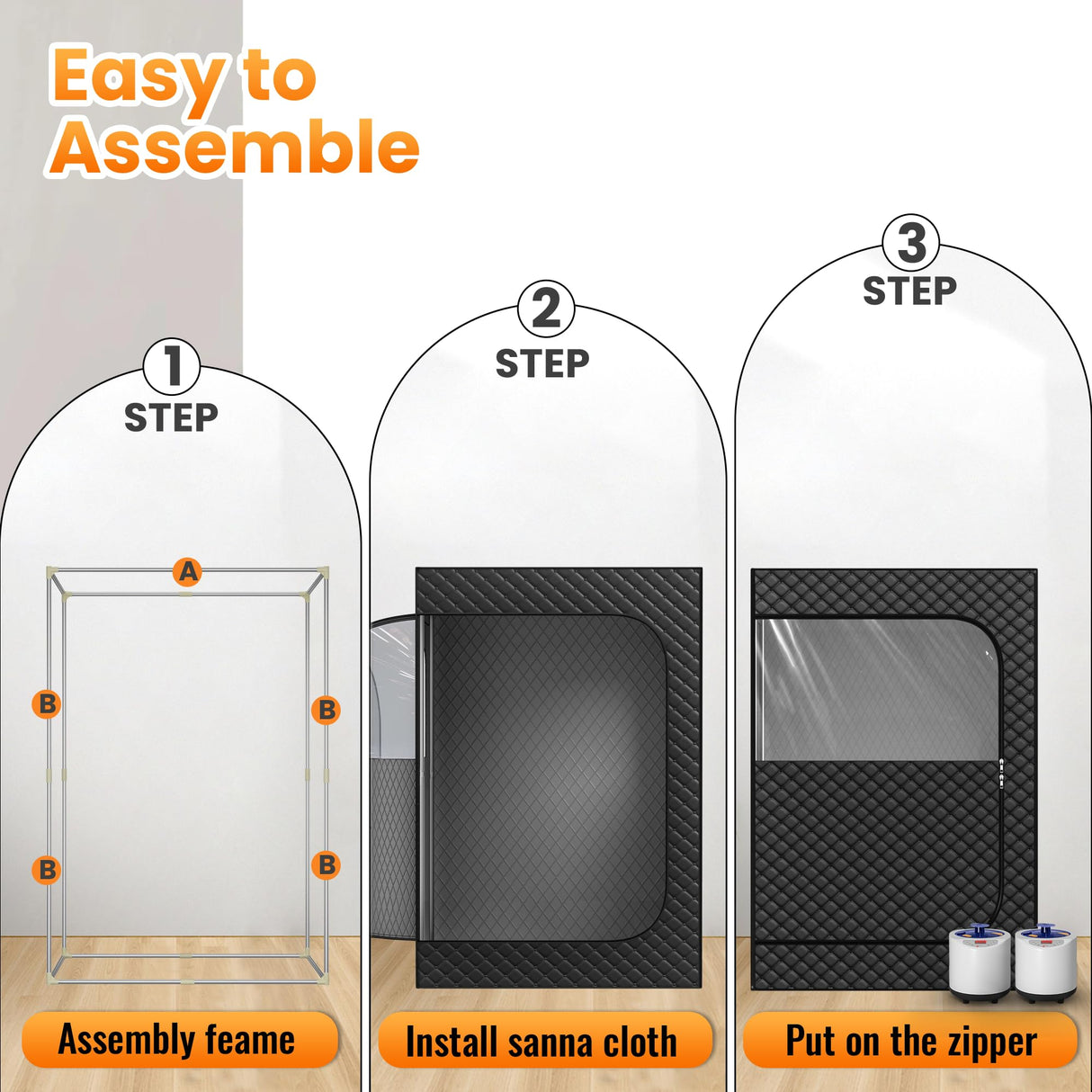 Manastin 2 Person Portable Steam Sauna for Home, 1 or 2 Person Full Body Sauna Tent with 2 Foldable Chairs,9 Levels of Sauna Box with Remote Control, Black Manastin