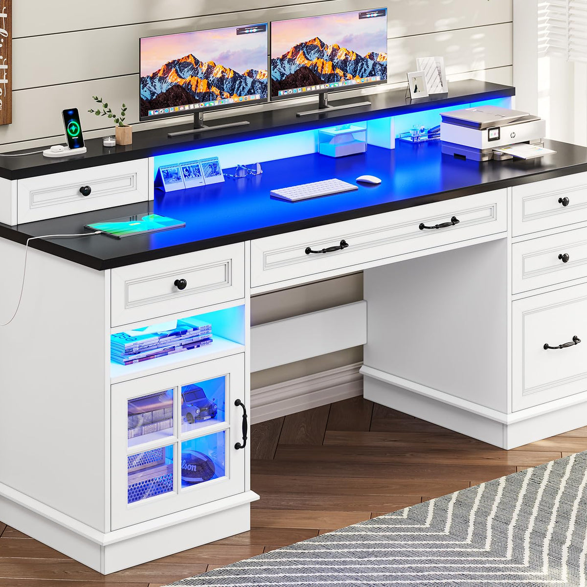 BTHFST Executive Desk with File Drawer, Computer Desk with Monitor Sta ...
