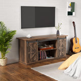 YESHOMY TV Stand for Televisions up to 65 Inchs, with Sliding Barn Doors and Storage Cabinets, Console Table and Media Furniture for Living Room, 58 Inch, Barnwood YESHOMY