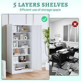 Letaya Metal Storage Cabinets with Lock Door,Steel Locker Garage Cabinets 5 Adjustable Shelves for Home,Office, Warehouse(White) Letaya