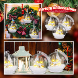 Syhood 4 Christmas Elk Crystal Ball Light up Reindeer Tree Ornaments 4 Inch LED Hanging Ball Lamp for Christmas Tree Memorial Gift LED Light Xmas Holiday Decorations Syhood