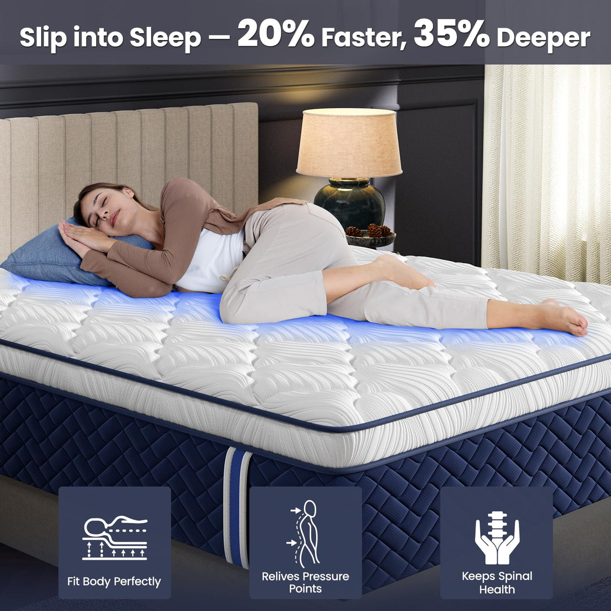 RRESTA Queen Mattress 14 Inch - Hotel Collection Hybrid Mattress with 5-Zone Support, Luxury Sleep Comfort, Extra Back & Hip Support, Fiberglass-Free, CertiPUR-US Certified, 365-Night Trial RRESTA