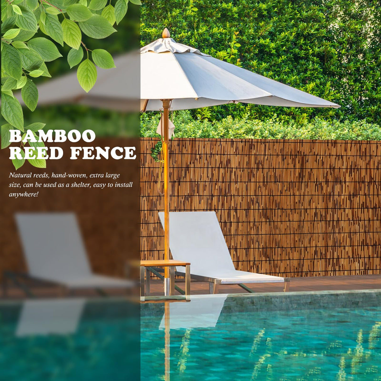 FENRUNXU Bamboo Reed Screen Fencing,4FT X 16.4FT Natural Reed Fencing Bamboo Reed Fence 4 Feet High for Outdoor Backyard Patio FENRUNXU