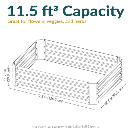 Sunnydaze 11.75" H Raised Metal Garden Bed - Galvanized Raised Garden Bed Outdoor for Vegetables and Flowers - Silver - 4' x 3' Rectangle Sunnydaze