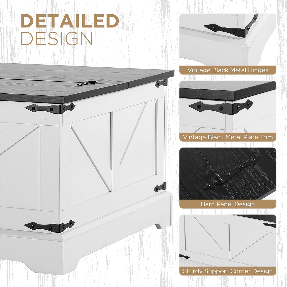 KIGOTY Lift Top Coffee Table with Storage, 31.5" Square Coffee Table, Rustic Storage Coffee Table,Farmhouse Center Table with Hidden Compartment for Living Room,White KIGOTY