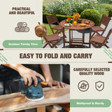 Devoko 5 PCS Patio Furniture, Patio Dining Set Acacia Wood Outdoor Table and Chairs, with 4 Folding Chairs and 37" Round Movable Table, Outdoor Dining Set for Lawn, Balcony, Garden Devoko